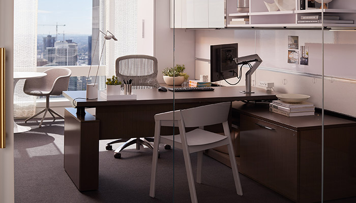  Reff Profiles™ Height Adjustable Private Office with Muuto guest seating